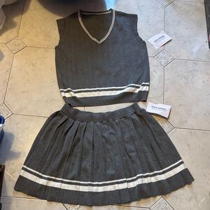 Soho Apparel Gray and White Mini Skirt also Knitted top